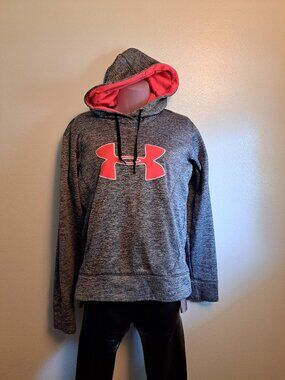 Under Armour Fleece-lined Storm Coldgear Black Heather Hoodie W/Hot Pink Logo